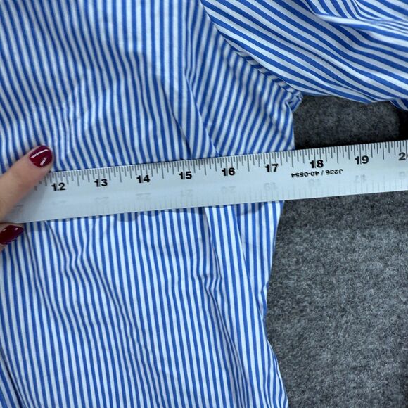 J. Crew Shirt Women S Small Blue Striped Button Up Collared Long Sleeve Cotton - Picture 5 of 7